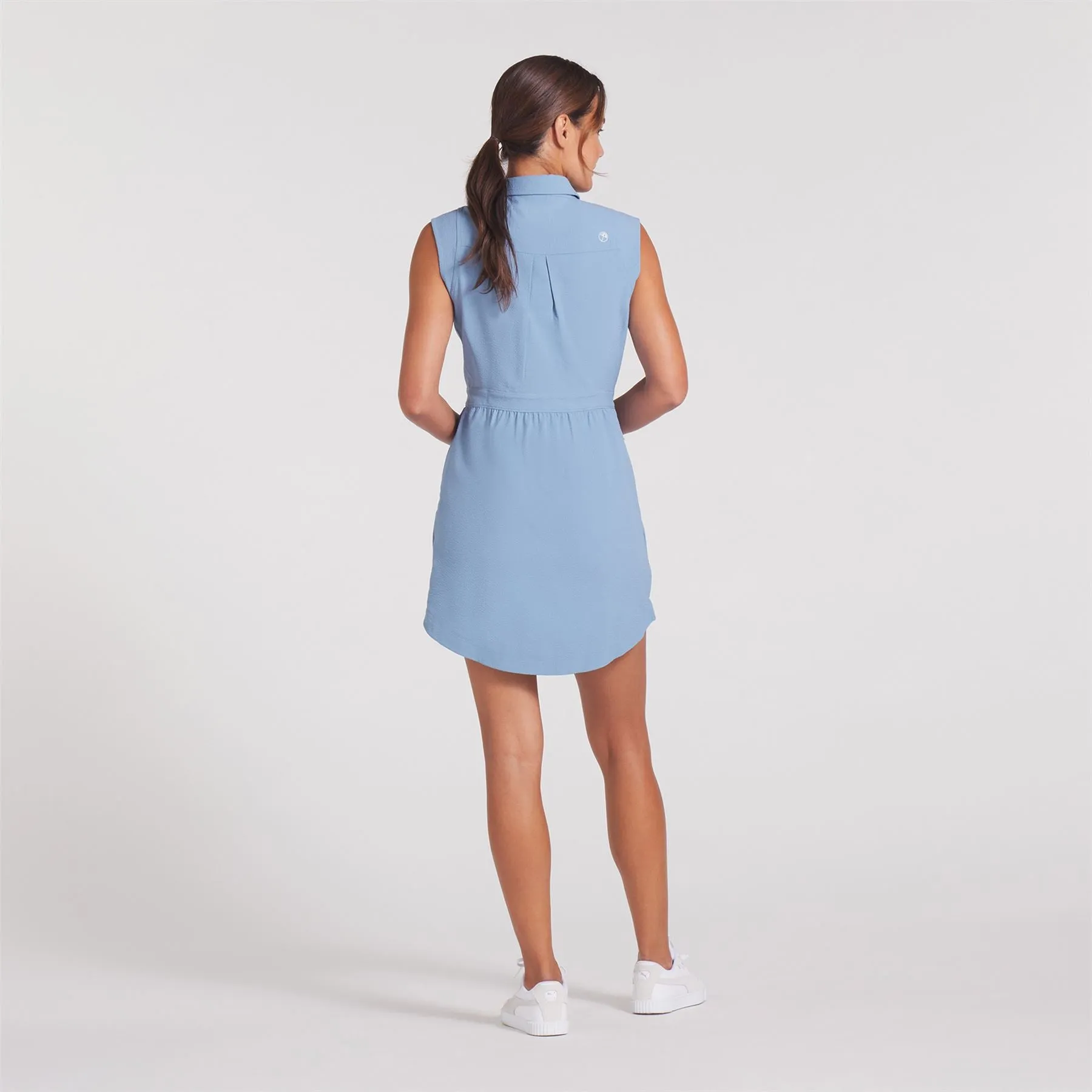 x AP Seersucker Dress Zen Blue