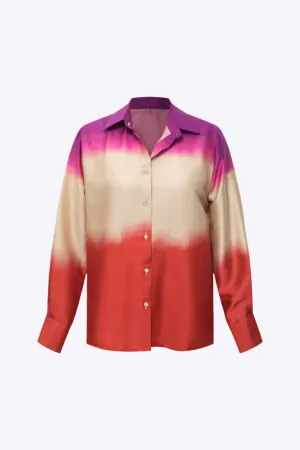 Xanthe - Sleek Satin Ombre Woman's Long Sleeve Shirt