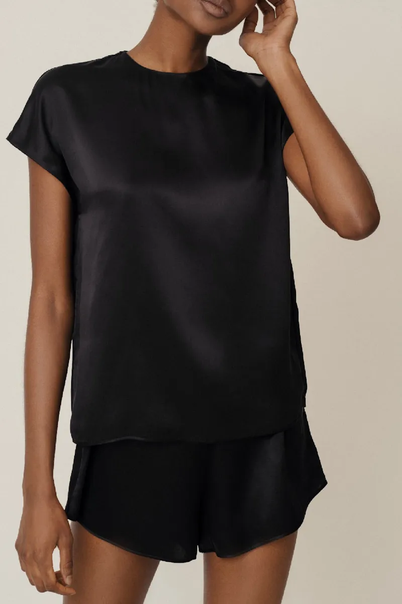 YARI BLACK: ORGANIC SILK SHORTS