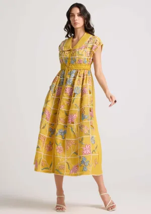 Yellow checkered shirt dress