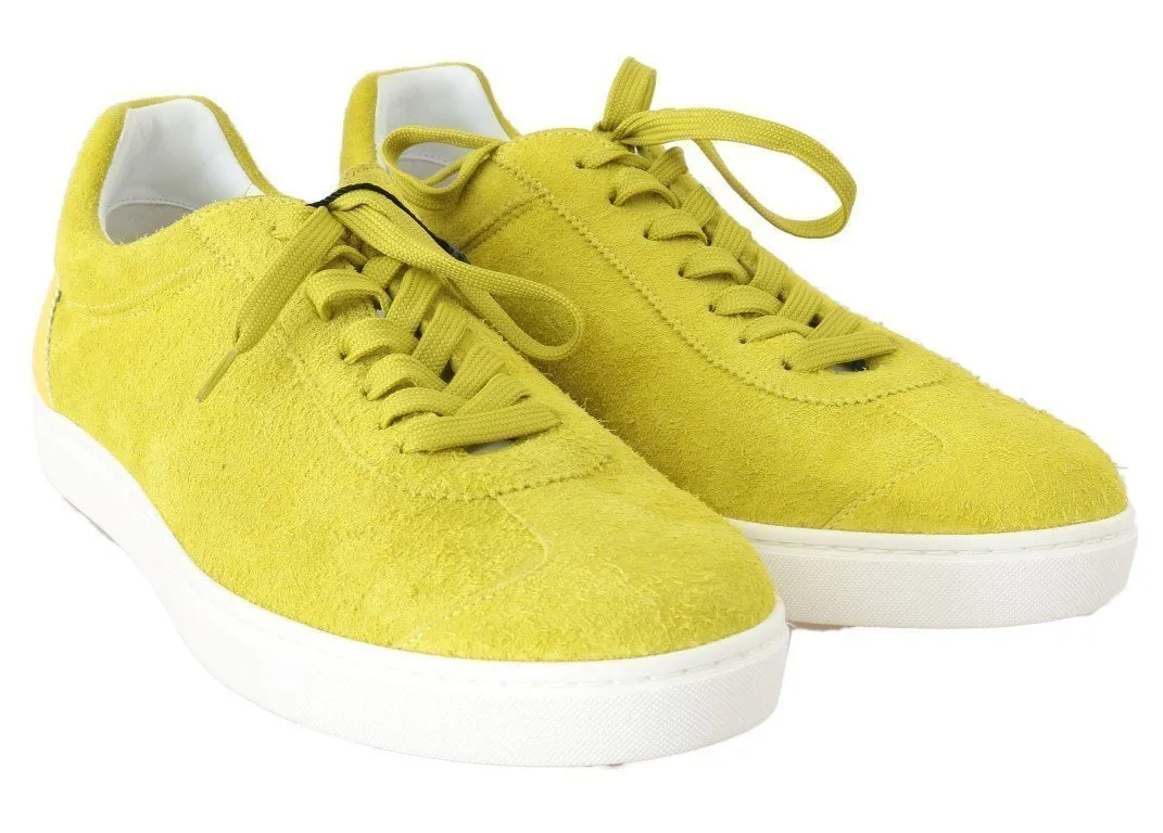 Yellow Leather Mens Casual Sneakers