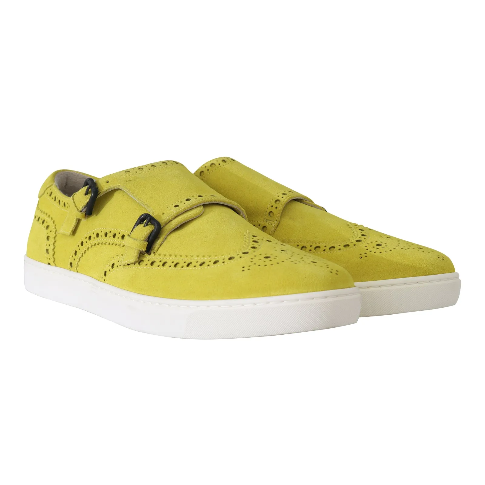 Yellow Leather Mens Casual Sneakers