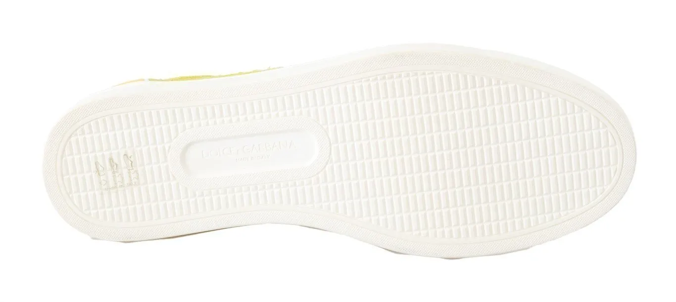Yellow Leather Mens Casual Sneakers