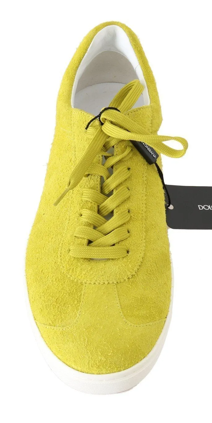 Yellow Leather Mens Casual Sneakers