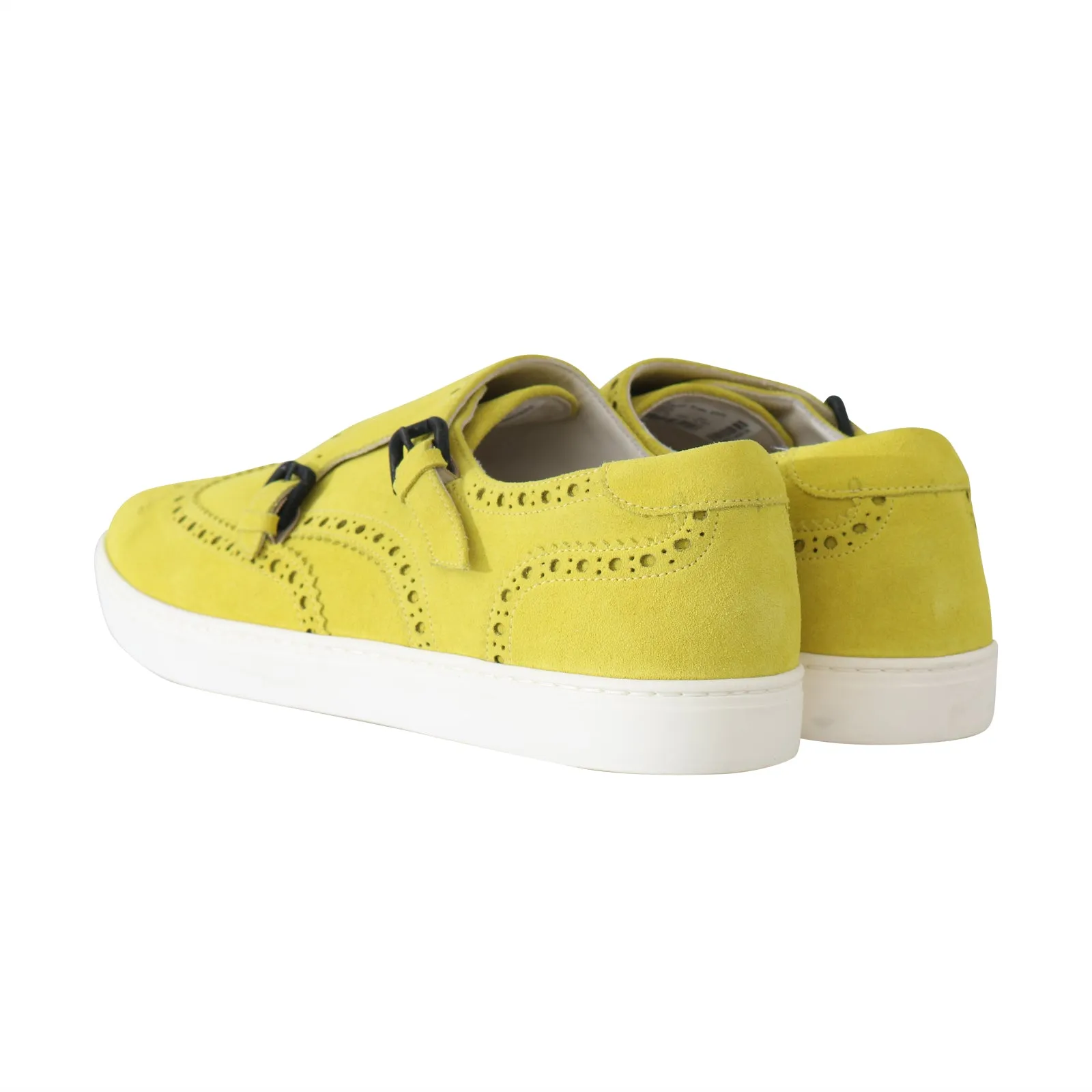 Yellow Leather Mens Casual Sneakers