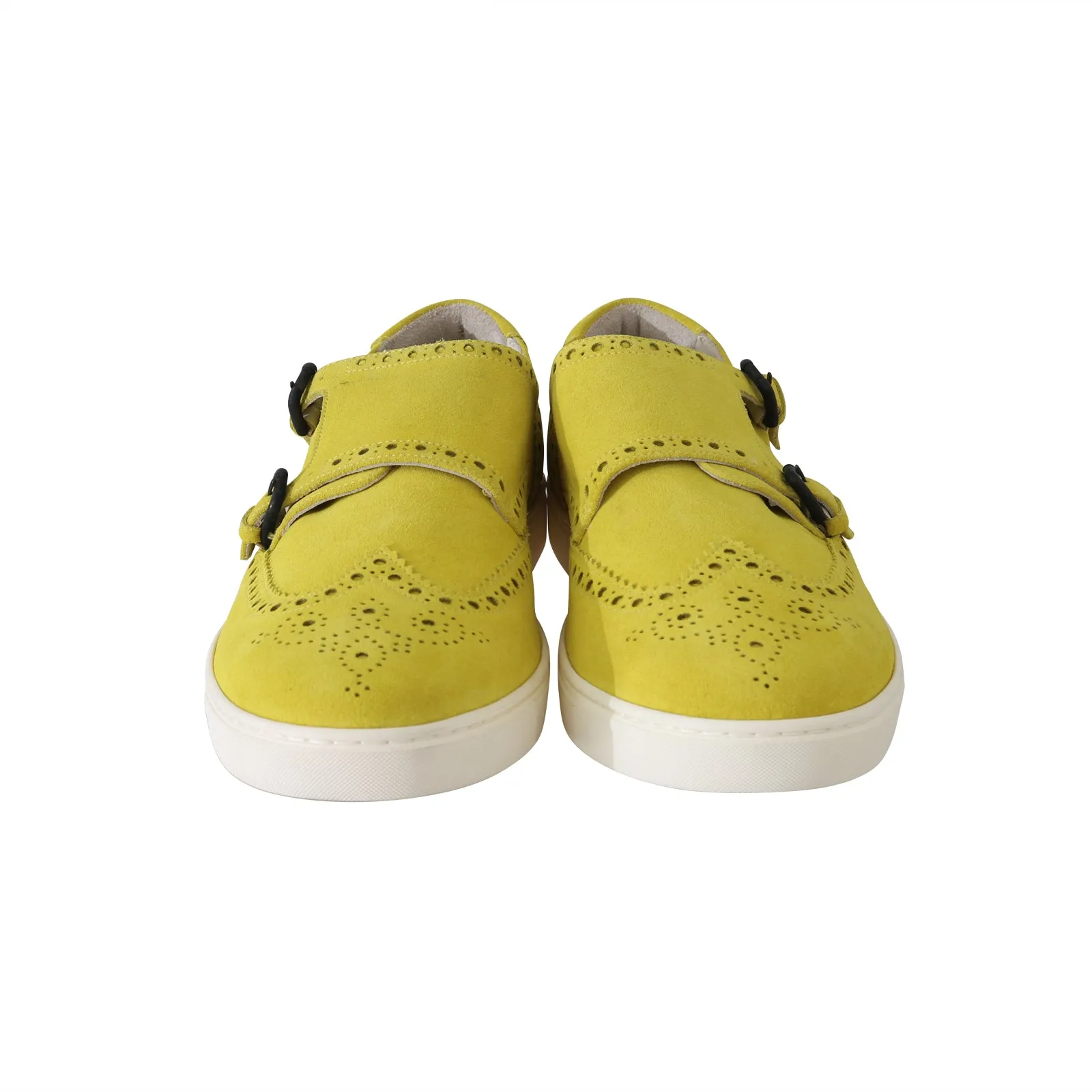 Yellow Leather Mens Casual Sneakers