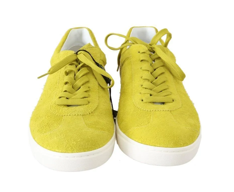 Yellow Leather Mens Casual Sneakers