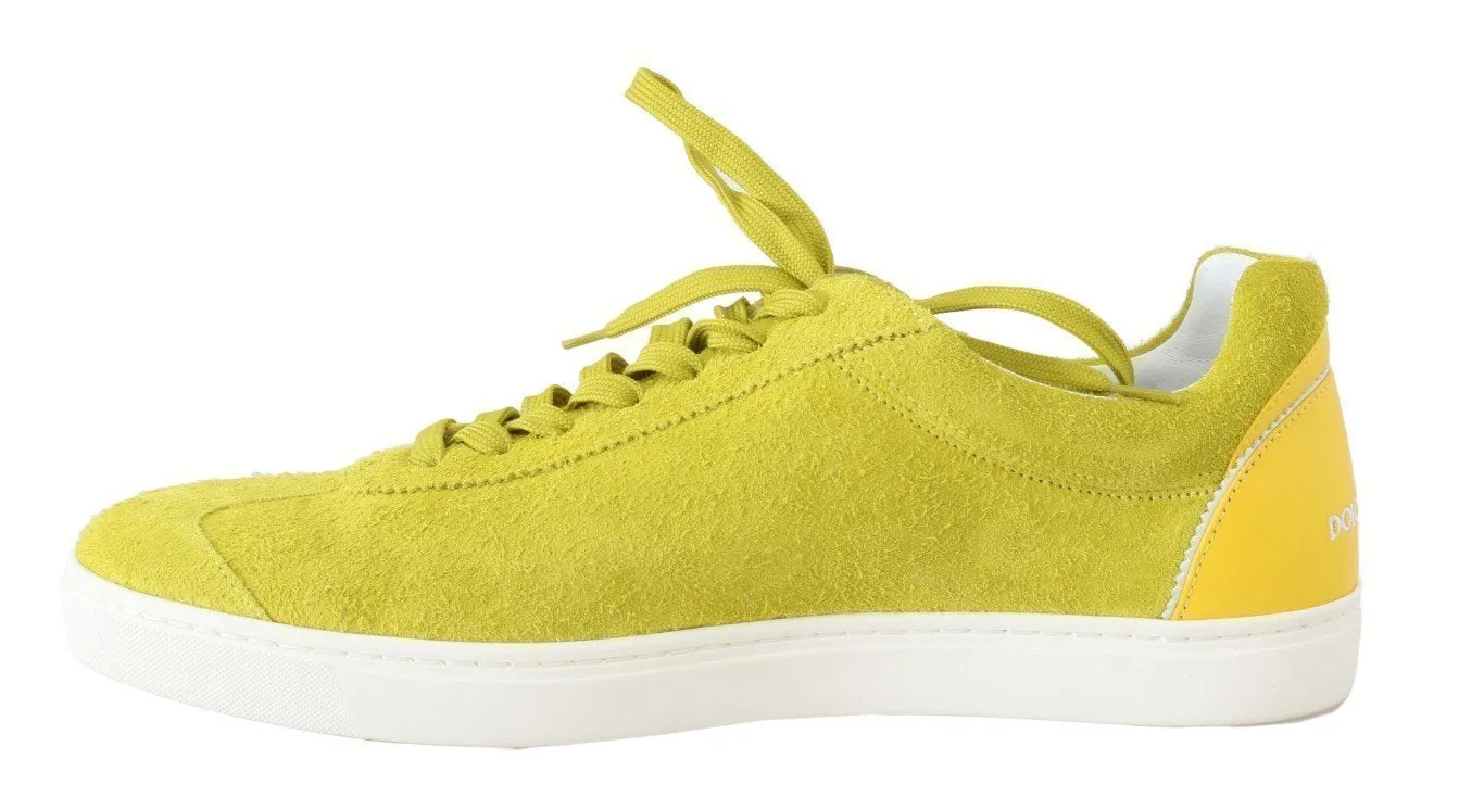 Yellow Leather Mens Casual Sneakers