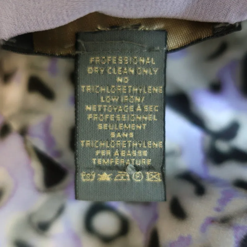 Zac Posen Dress Light Purple Leopard Print Silk Size 6 Asymmetric Sleeve Sheath