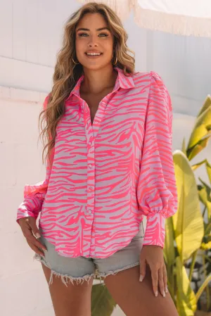 Zebra Stripes Lantern Sleeve Shirt