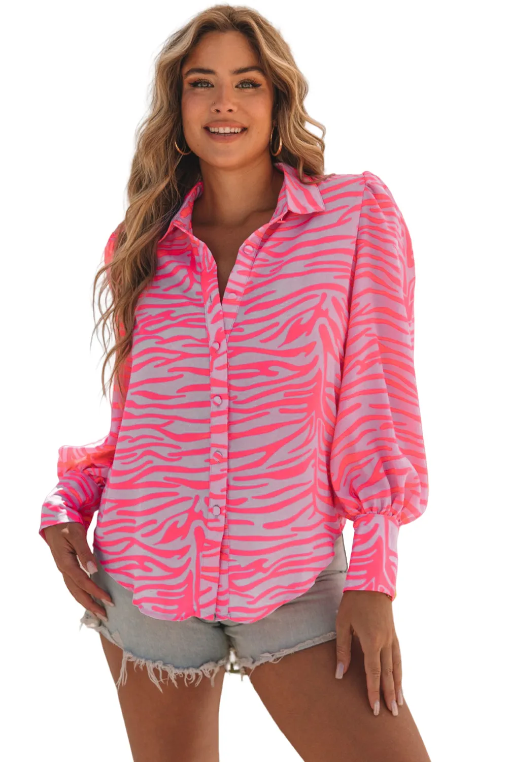 Zebra Stripes Lantern Sleeve Shirt